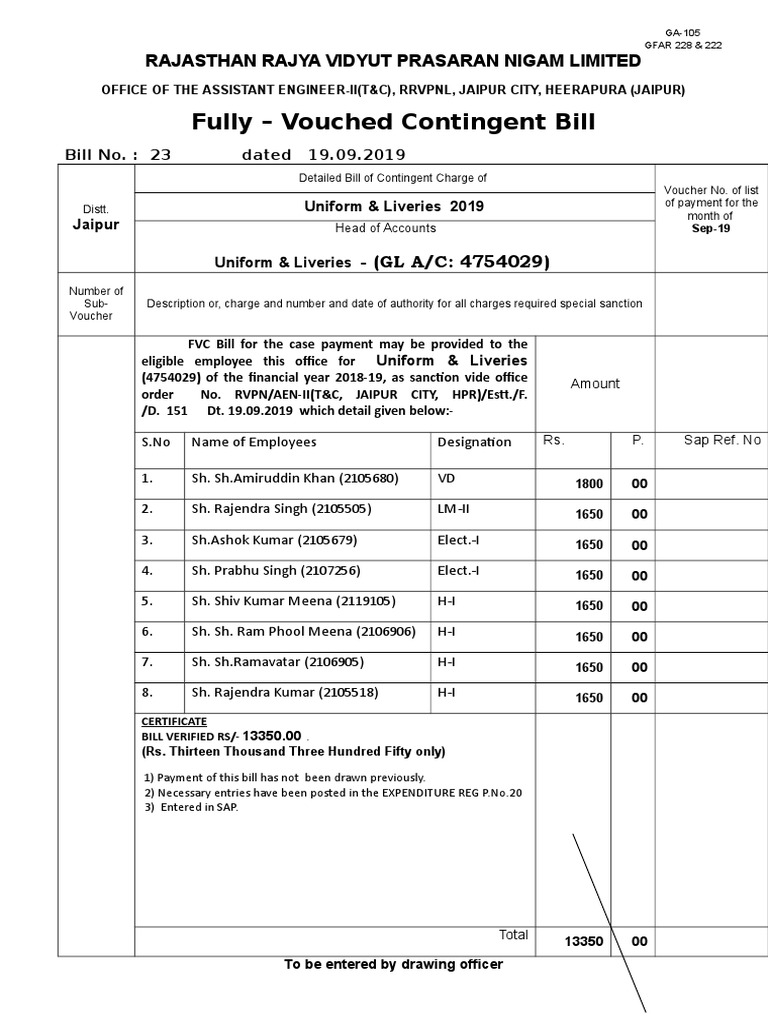 Rajasthan FVC Bill Format Guide | PDF | Business Documents | Invoice