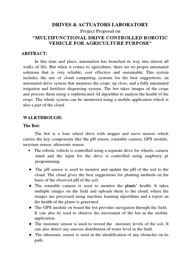 Robotic Vehicle for Smart Farming | PDF | Automation | Robotics