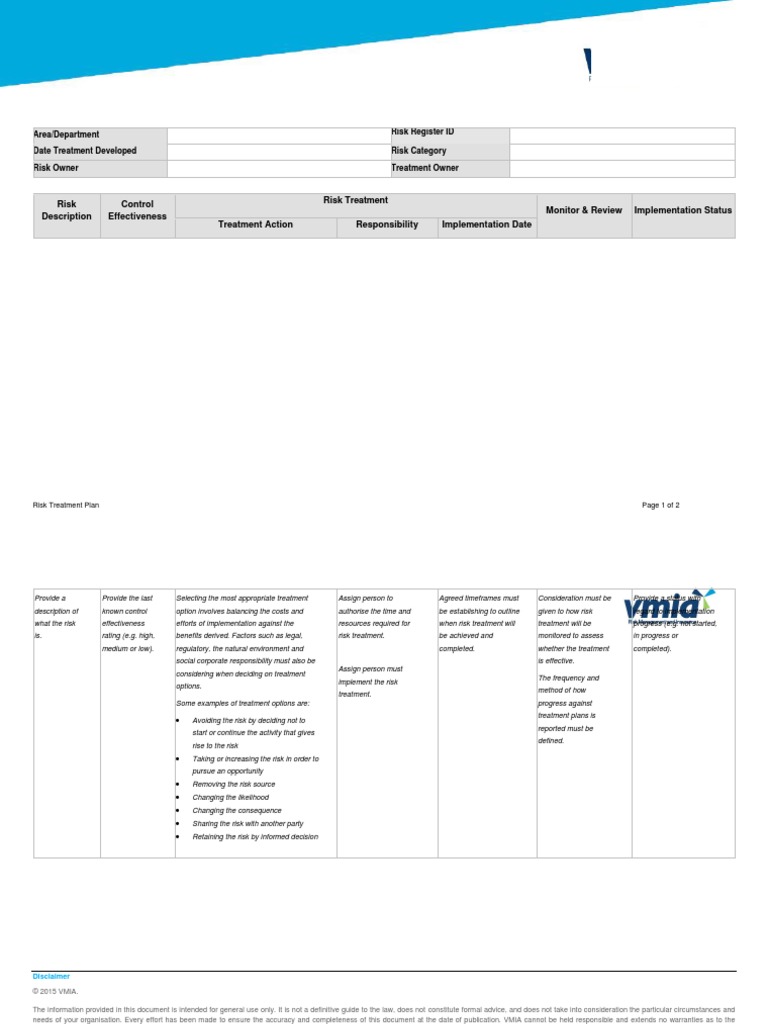 Risk Treatment Template | PDF | Risk | Government