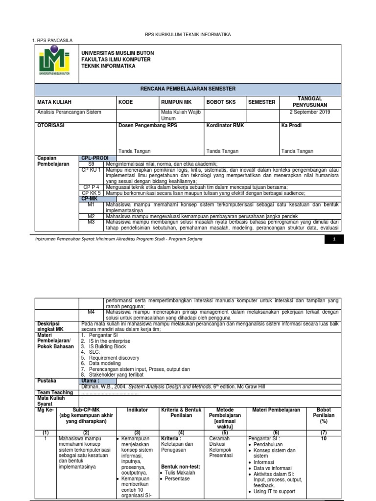 RPS Teknik Informatika Universitas Muslim Buton | PDF | Bisnis | Seni
