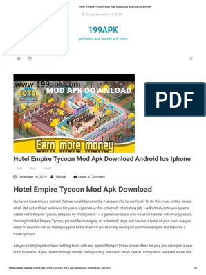 Hotel Empire Tycoon Mod Apk Download Android Ios Iphone Ios