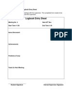 Logbook Entry Sheet - Template