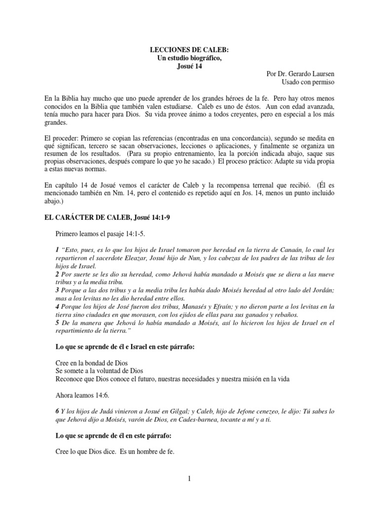 Lecciones de Caleb Un Estudio Biografico | PDF | Hebrón | Moisés