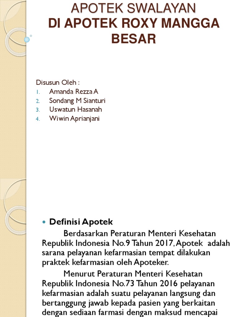 Apotek Roxy Mangga Besar: Profil dan Layanan | PDF