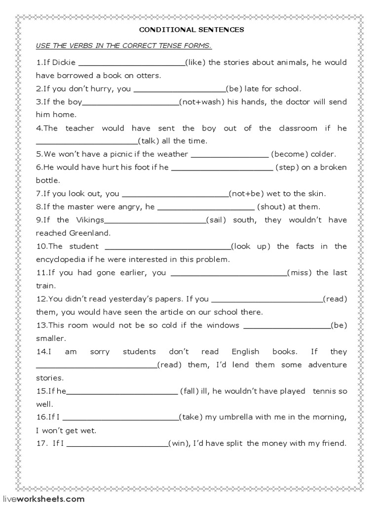 CONDITIONAL SENTENCES Mixed PDF | PDF | Language Arts & Discipline ...