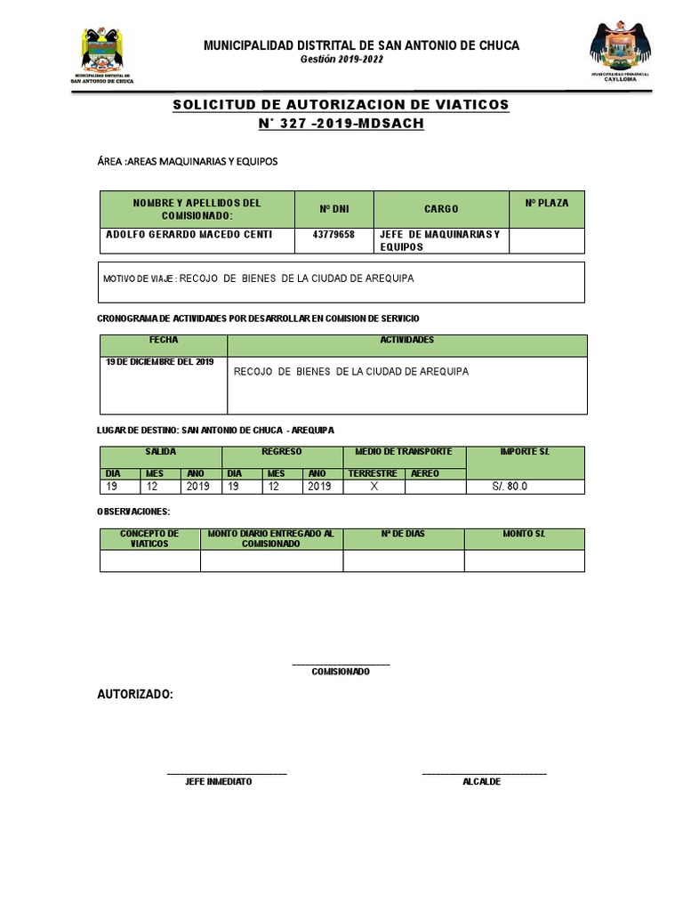 Formatos de Viaticos | PDF | Gobierno