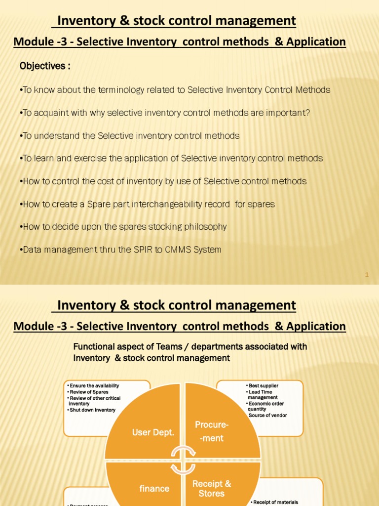 Module 3 Revised Inventory Stock Control Mgt Pptx Oil Refinery Inventory