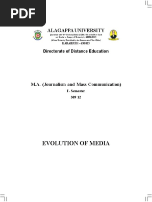 M A Journalism Mass Communication 309 12 Evolution Of Media Pdf Mass Media Vedas