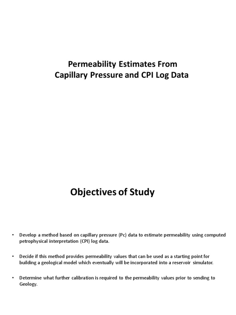 Permeability Estimation from Capillary Pressure | PDF | Permeability ...