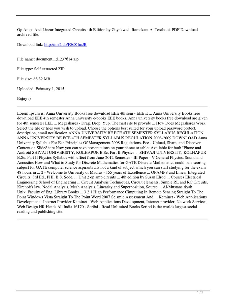 Op Amps and Linear Integrated Circuits 4th Edition by Gayakwad Ramakant