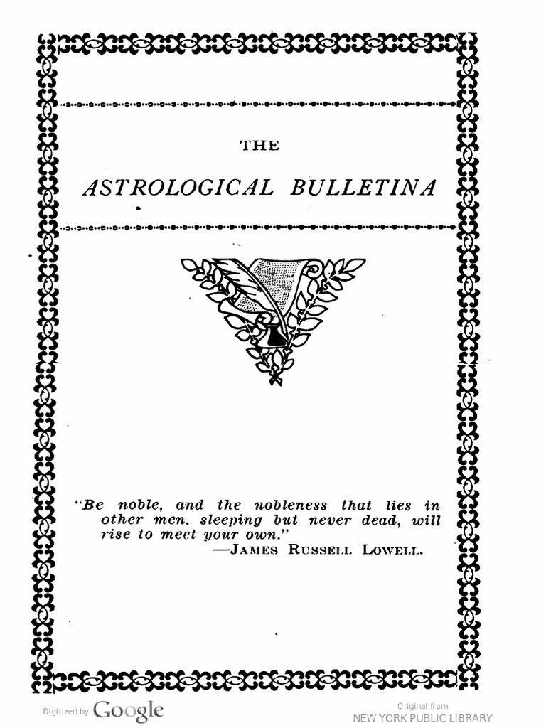 Astrological Bulletina V13 N147 Jan Feb 1921 Planets In Astrology Astronomy