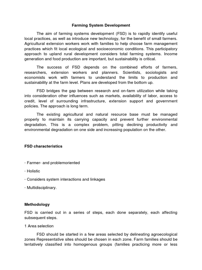 Farming System Development Methodology | PDF | Agriculture | Sustainability