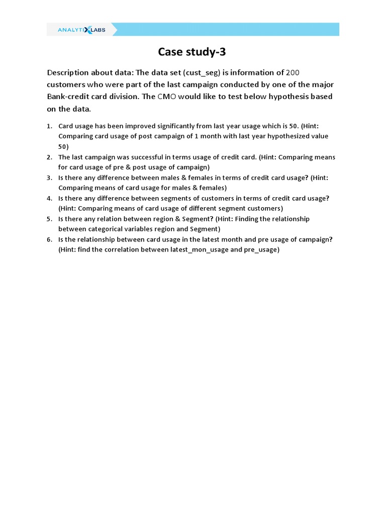 Hypothesis Testing Case Study PDF PDF