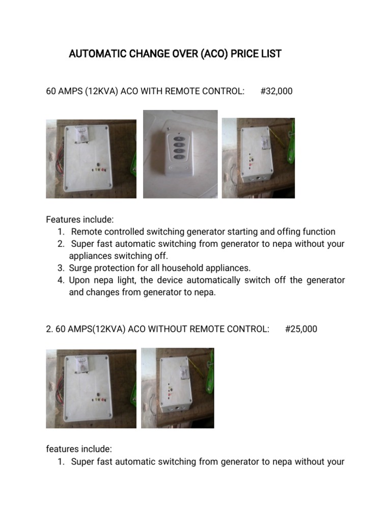 Aco Price List