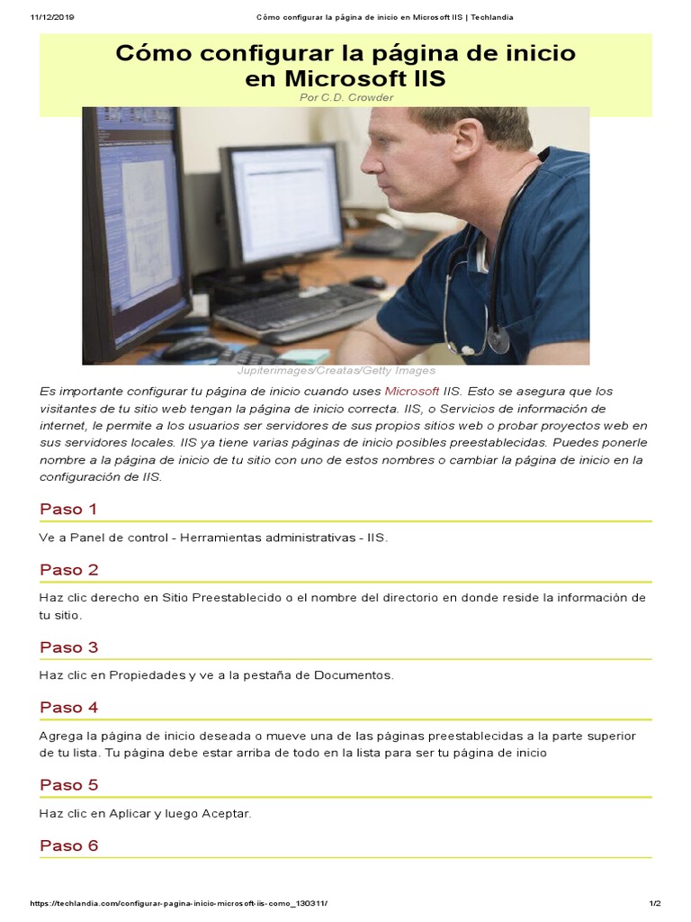 Cómo Configurar La Página de Inicio en Microsoft IIS | PDF