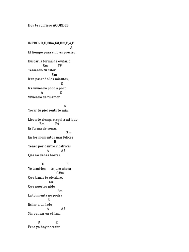 Hoy Te Confieso ACORDES | PDF