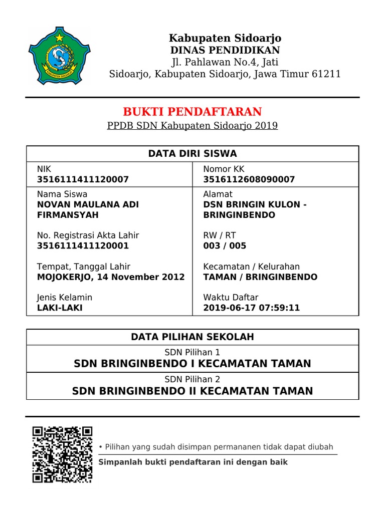 12 Bukti Pendaftaran 3516111411120007