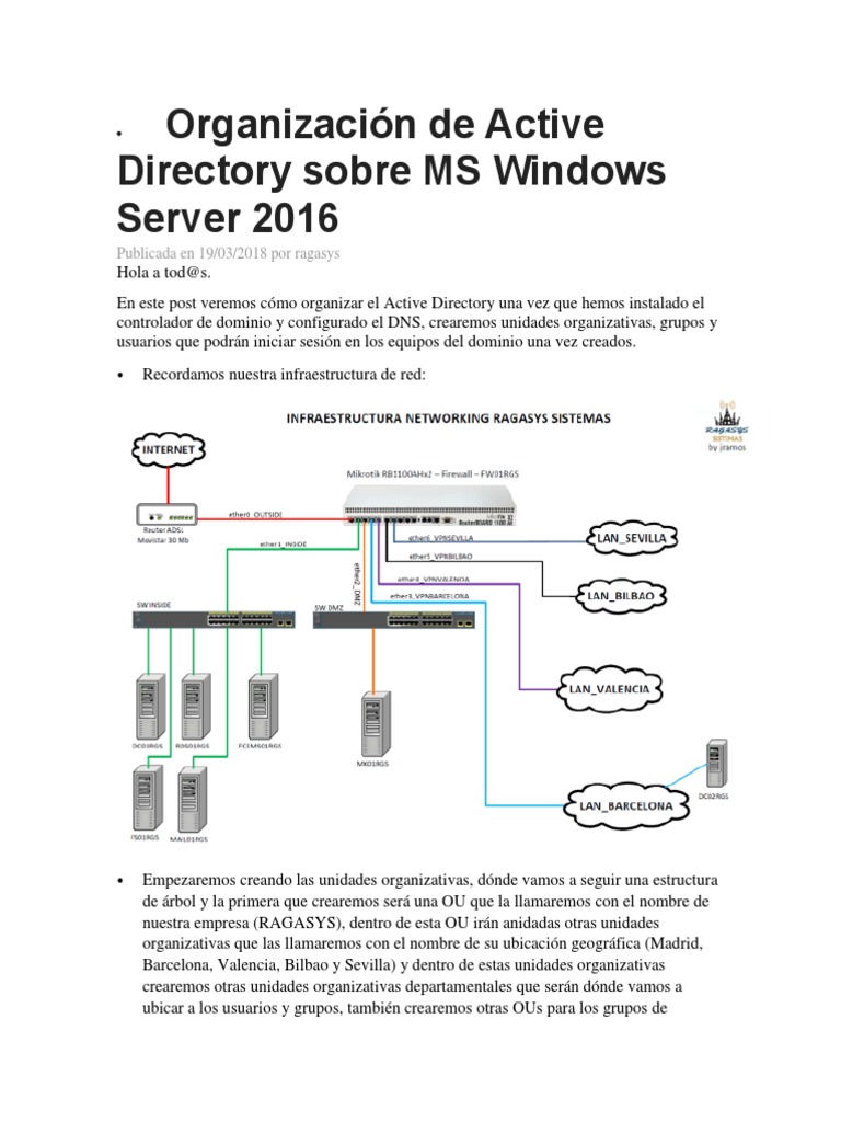 Organización de Active Directory Sobre MS Windows Server 2016 | PDF ...