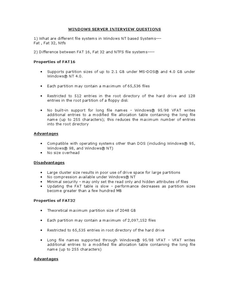 Windows Server Interview Questions | PDF | Active Directory | Windows 2000