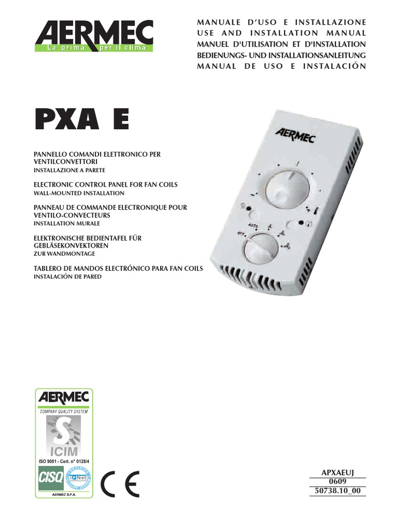 Aermec PXA E INSTALLATION MANUAL Eng | PDF | Thermostat | Inductor