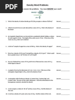 Density Word Problems PDF