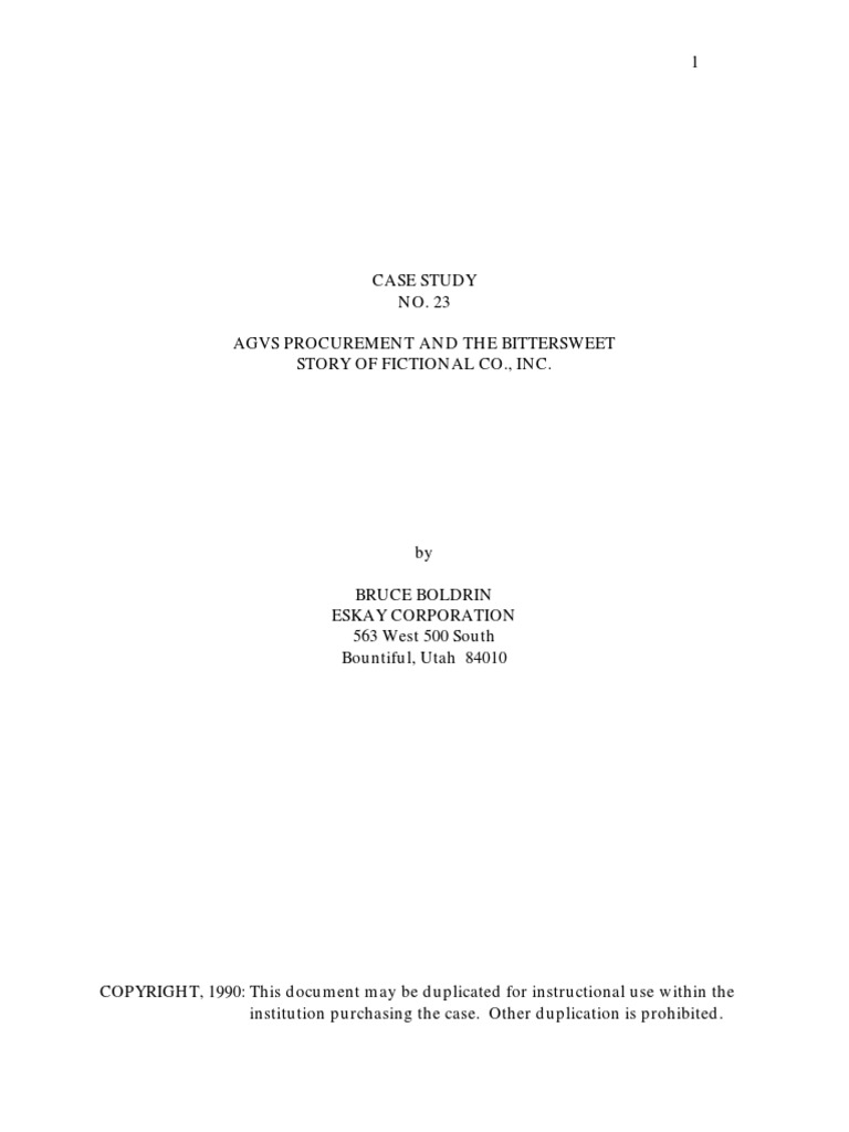 Case Study Agvs Procurement PDF Specification (Technical