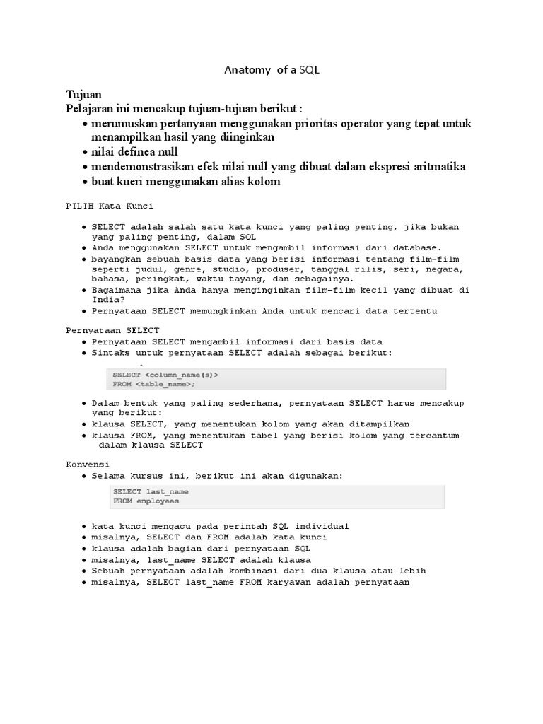 Anatomy of A SQL | PDF | Komputer | Metode & Bahan Ajar