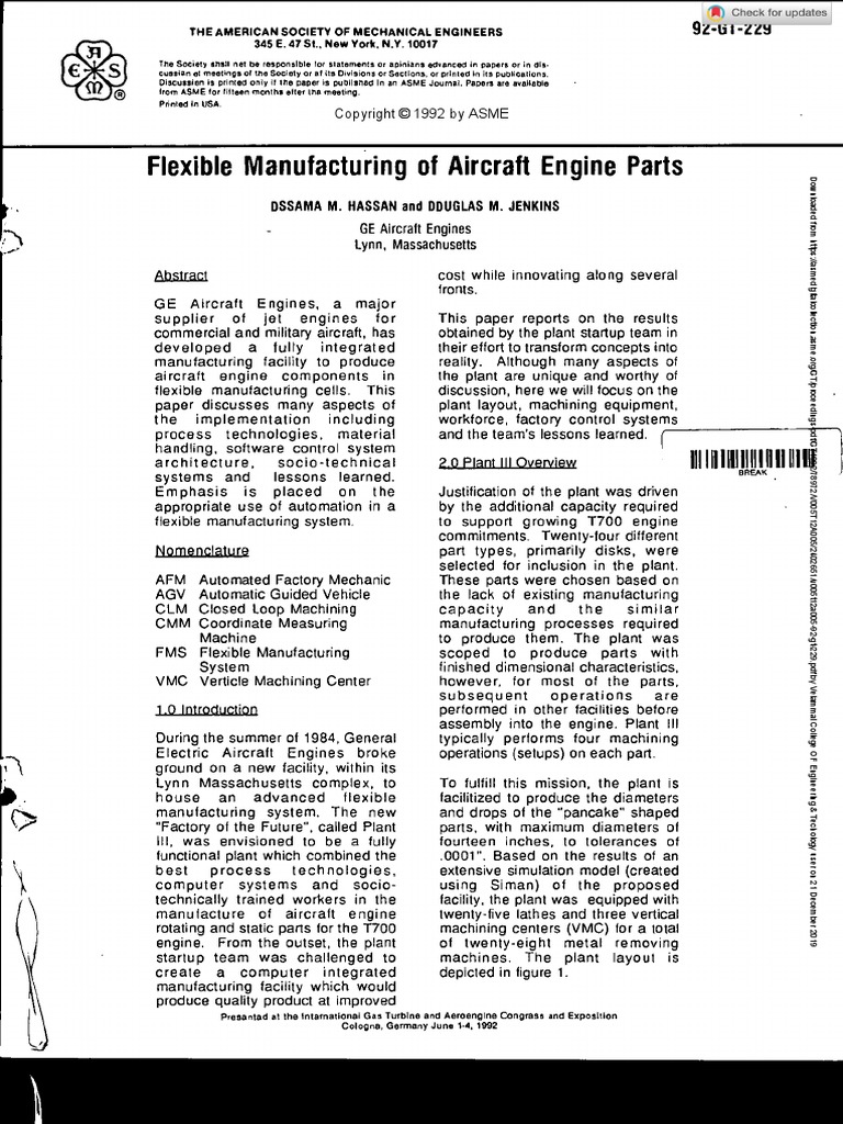 Flexible Manufacturing in Aircraft Engines | PDF | Databases | System