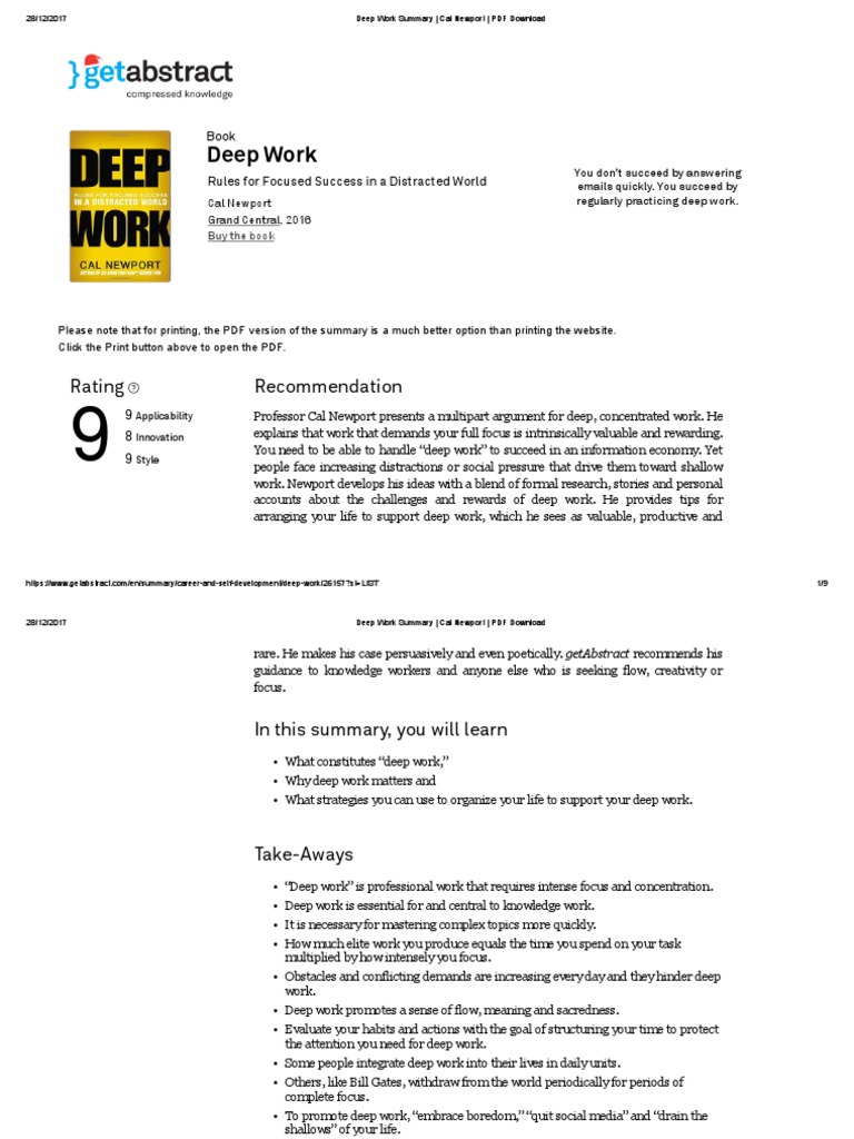 Deep Work | PDF | Attention | Social Media