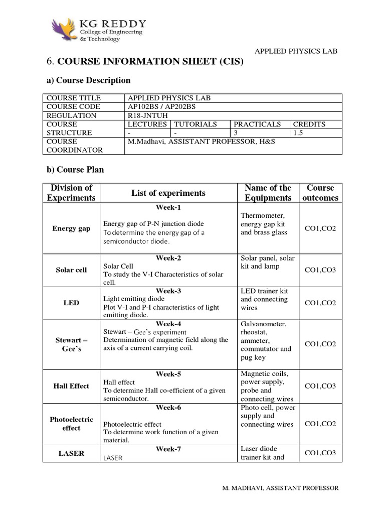 I I Applied Physics Lab Manual PDF PDF Photoelectric Effect PN Junction