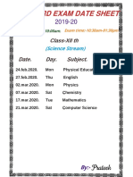 Board Exam Datesheet2020 Class12th by Prateek