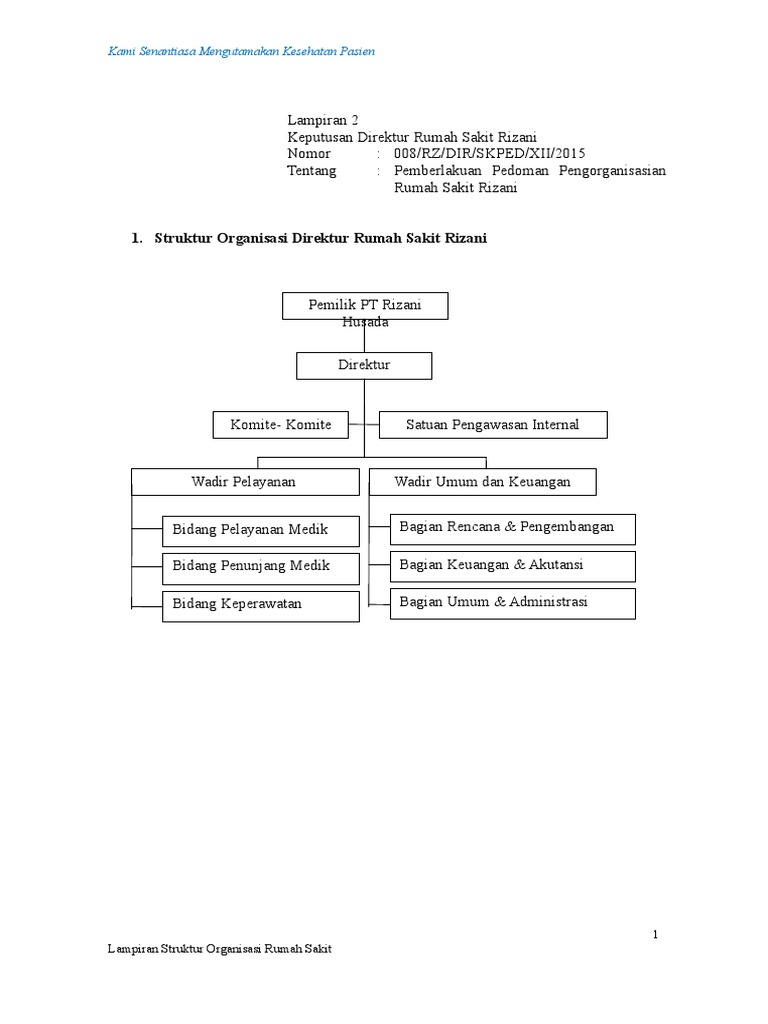 Struktur Organisasi RS Rizani Terperinci | PDF