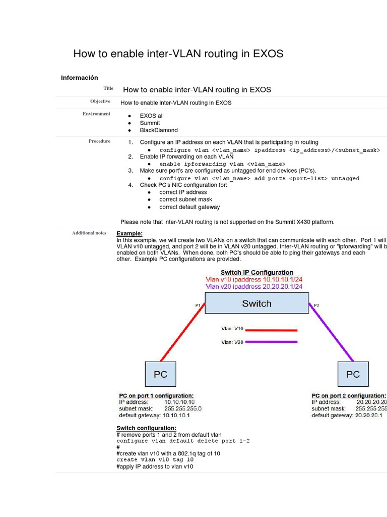 Inter-VLAN Routing in EXOS Setup Guide | PDF | Ip Address | Gateway ...