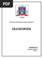 Transformer XII B Physics Shivam Beda Investigatory