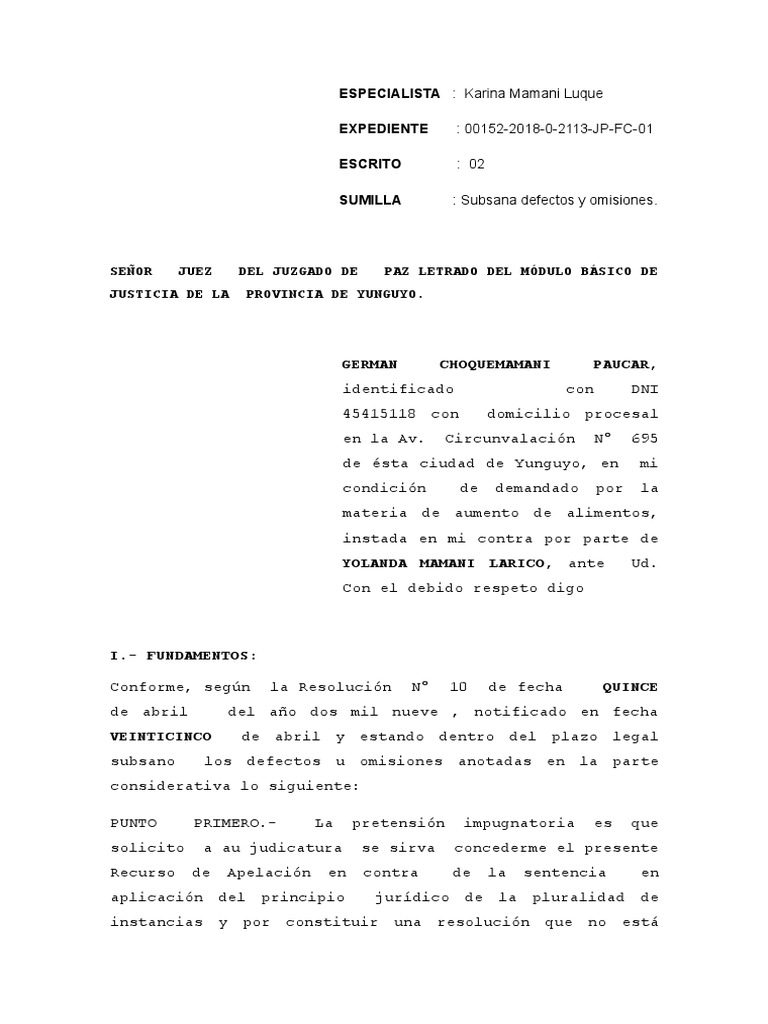 Apelacion de Aumento de Alimentos | PDF | Demanda judicial | Jurisdicción