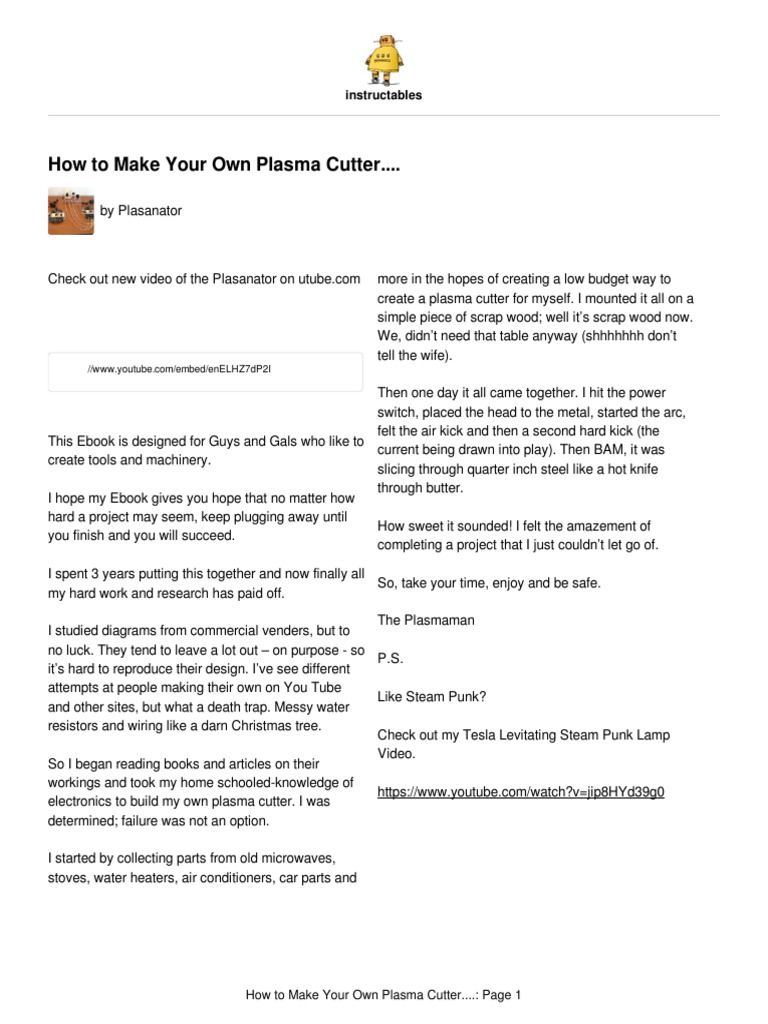 How To Make Your Own Plasma Cutter PDF Direct Current Rectifier