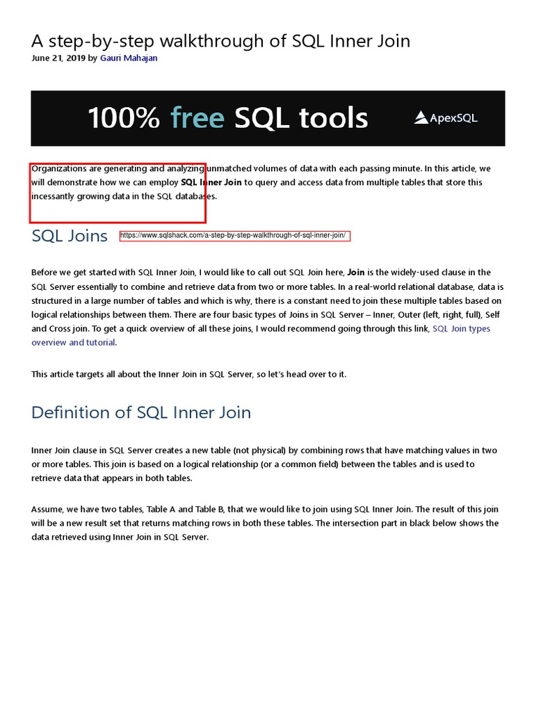 A Step-By-Step Walkthrough of SQL Inner Join PDF | PDF | Information ...