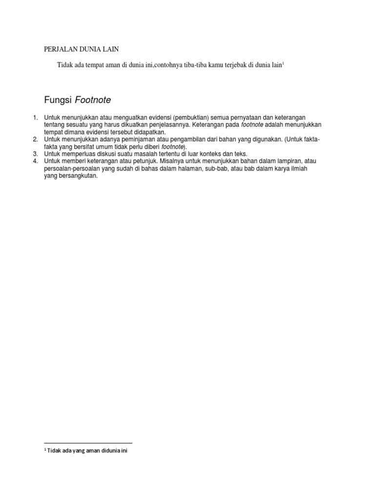 Dunia Lain dan Fungsi Footnote | PDF