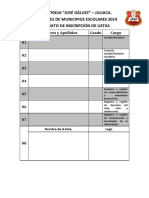 Formato de Inscripción Listas Municipio Escolar