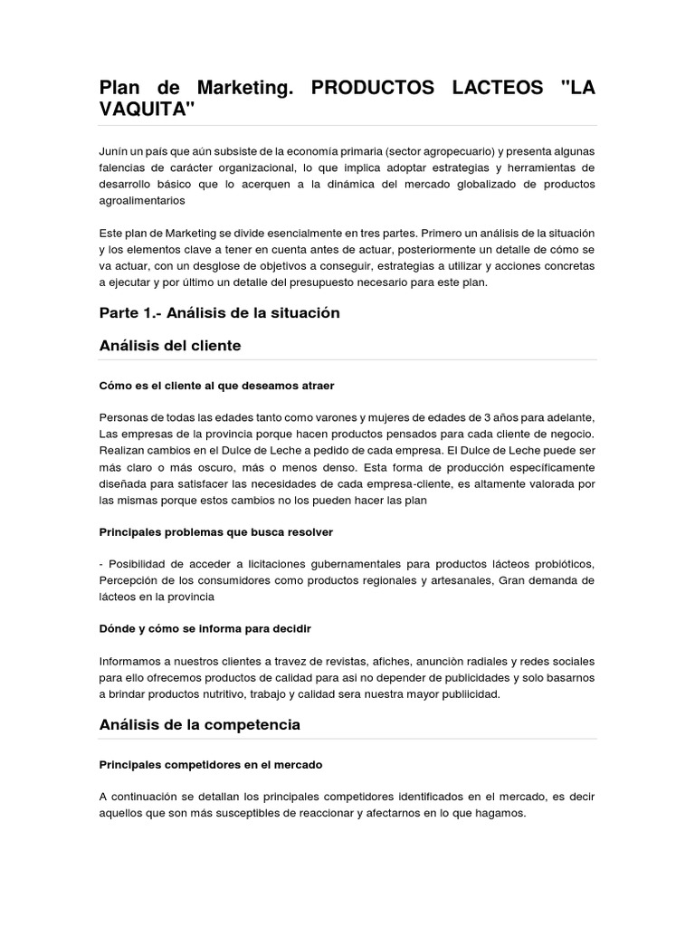Plan de Marketing | PDF | Marketing | Presupuesto