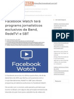 Facebook Watch terá programas jornalísticos exclusivos da Band, RedeTV e SBT