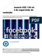 Facebook Anuncia US$ 130 Mi para Comitê de Supervisão de Conteúdo