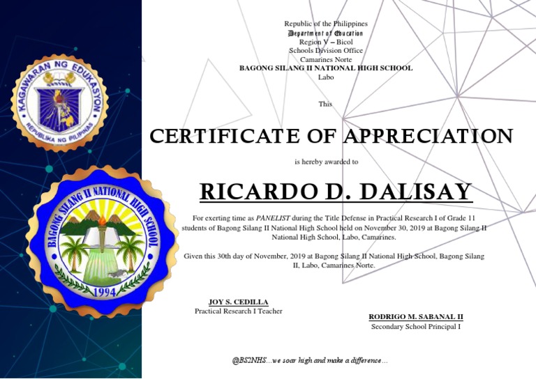 Certificate of Appreciation PDF