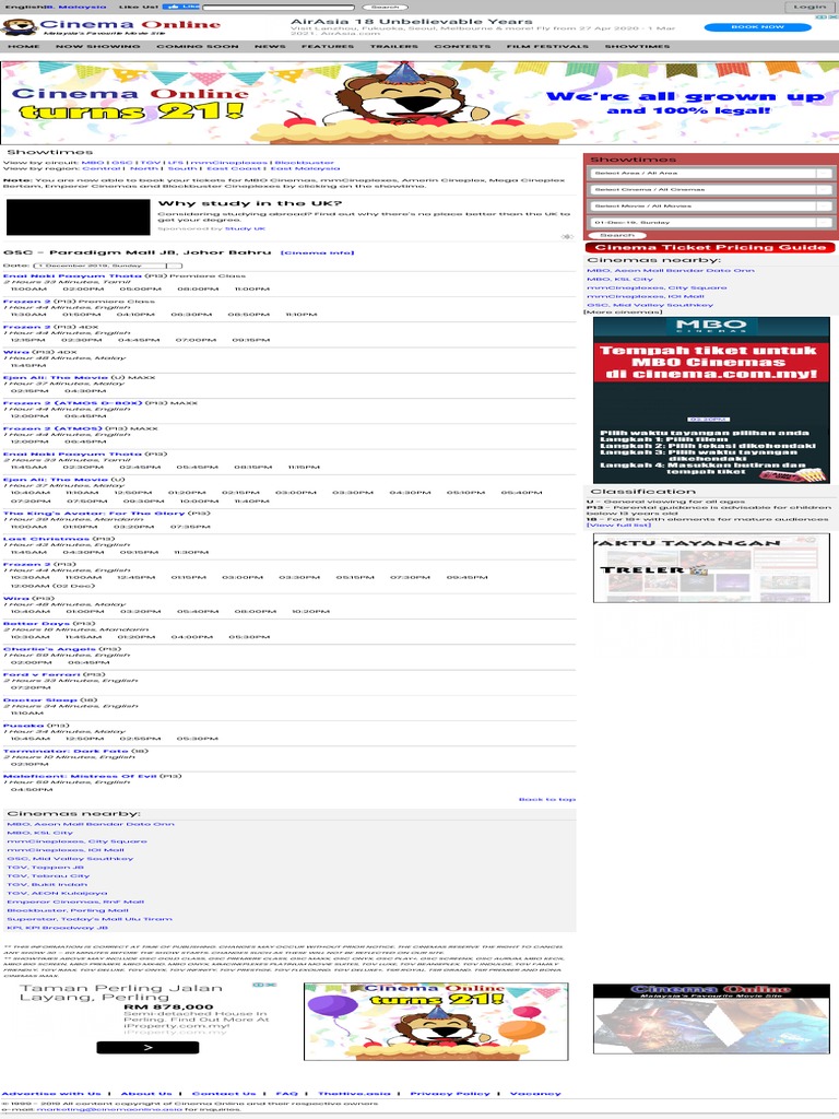 My Showtimes Gsc Paradigm Mall Jb Johor Bahru Pdf Cinema