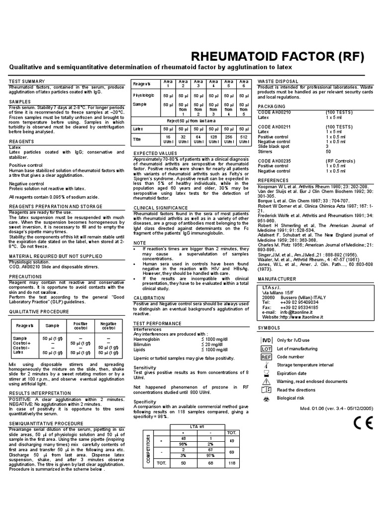 RF - Rheumatoid Factor | PDF | Rheumatoid Arthritis | Clinical Medicine