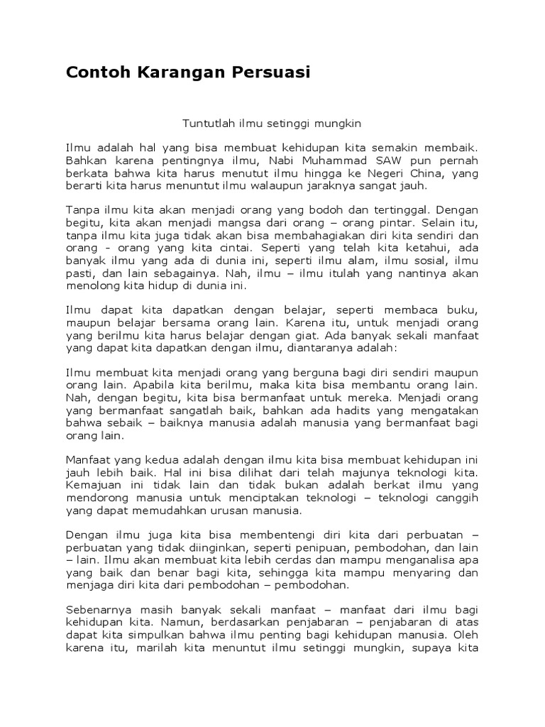 Contoh Karangan Persuasi Pdf
