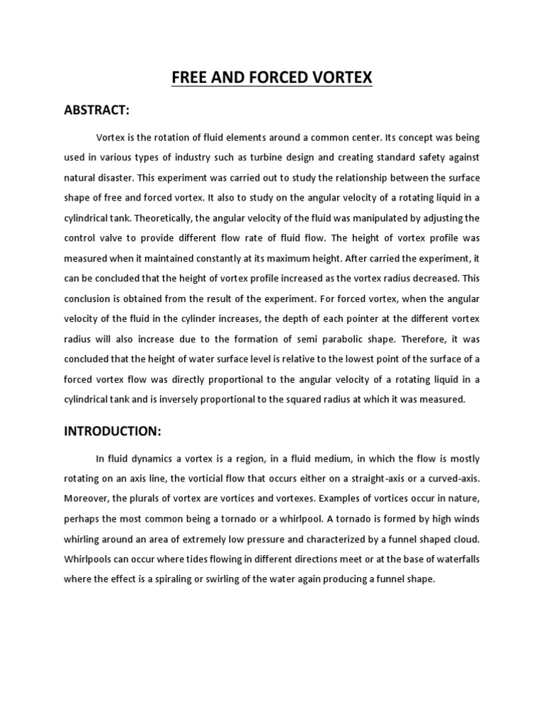 Free and Forced Vortex PDF Vortices Fluid Dynamics