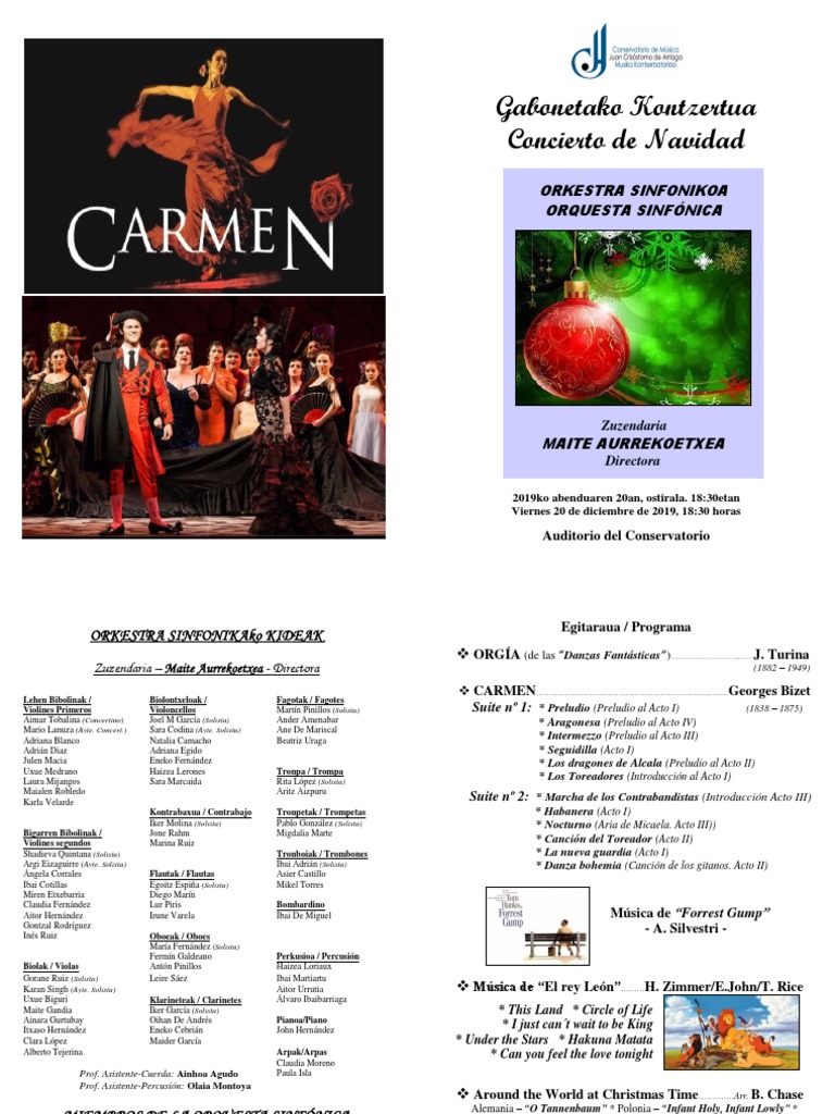 Programa de Mano-Concierto Navidad-Orquesta Sinfónica 20dic2019 | PDF ...