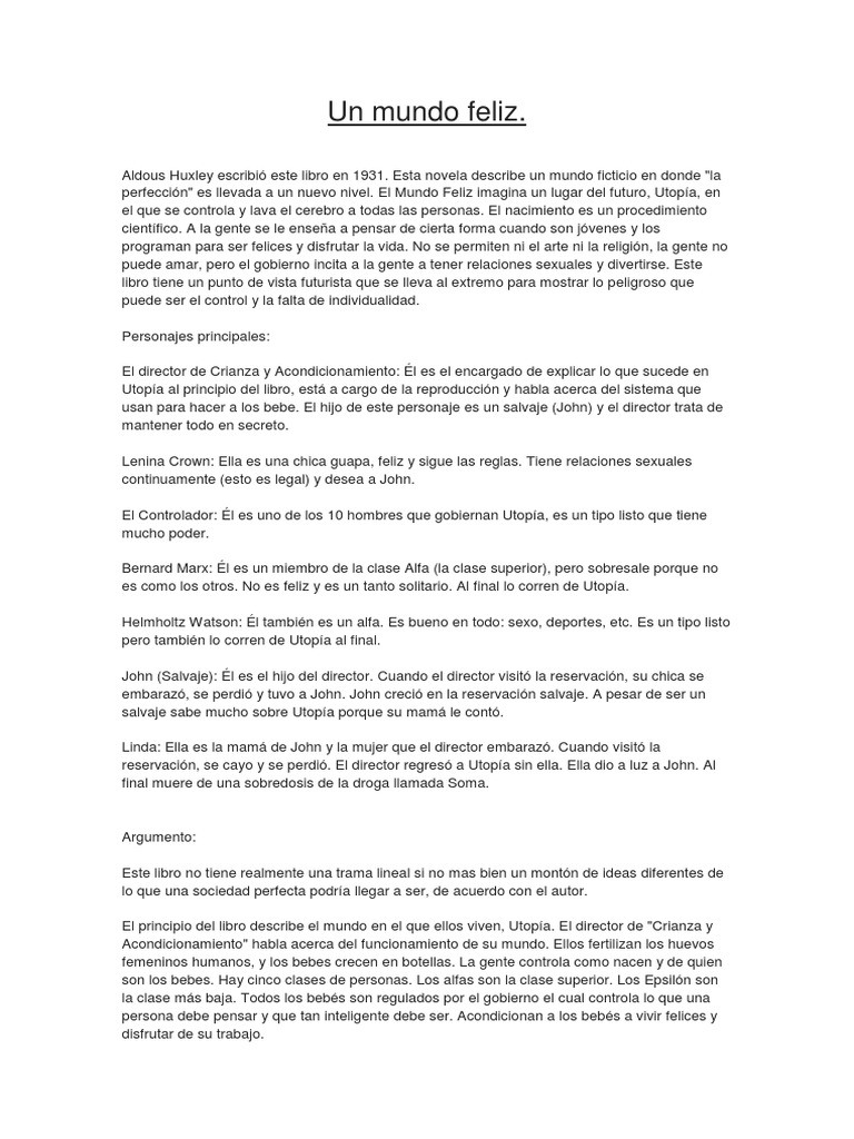 Un Mundo Feliz | PDF