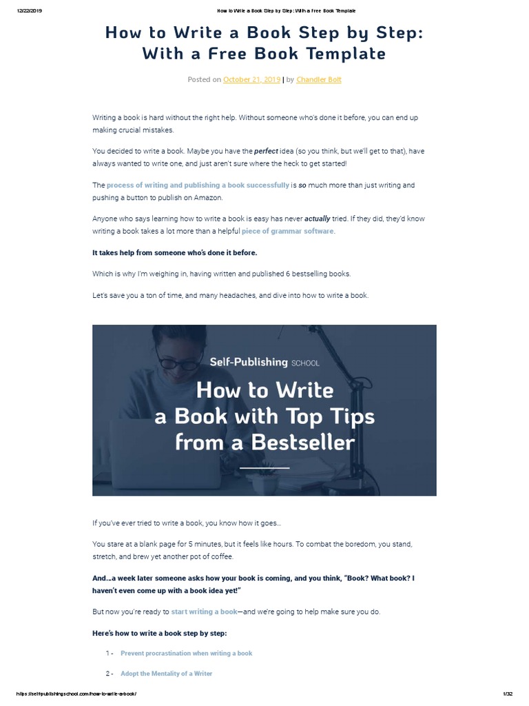 How To Write A Book Step by Step - With A Free Book Template | PDF ...